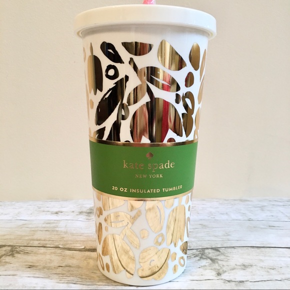 Kate Spade Insulated Tumbler with Pink Straw - Picture 2 of 6